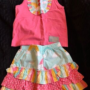 Colorful Ruffled Tank Top and Skirt Set